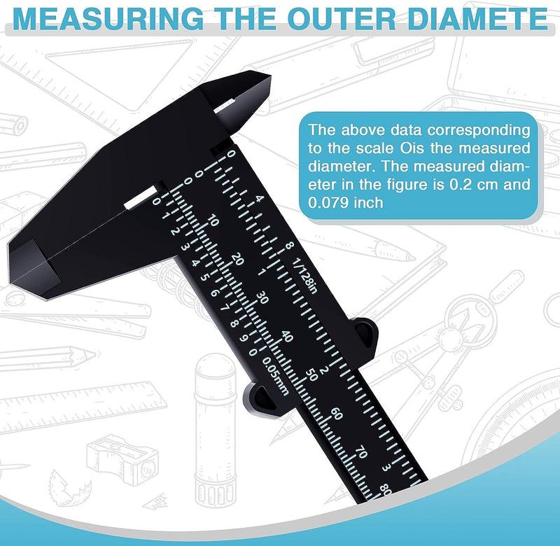 150mm High Accuracy Plastic Double Rule Scale Vernier Caliper Measuring Tool 0.5mm, for Jewelry Measurement, School, Exhibition Gifts, Antique Measurement(Black) Black