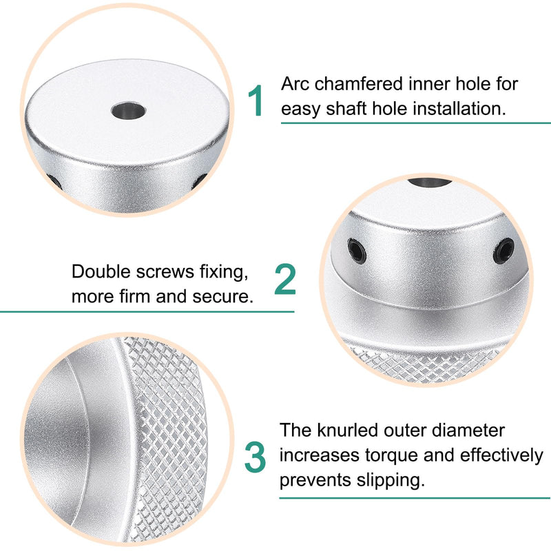 HARFINGTON Aluminum Alloy Handwheel 60mm OD 6mm Bore Aluminum Milling Machine Handle Machine Tool Hand Wheel with Wrench and 2pcs Screws for Milling Machine Lathe, Silver Tone 60mm x 6mm