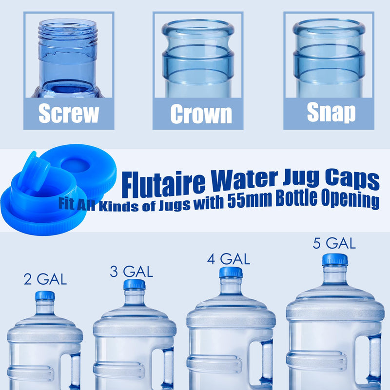 5 Gallon Water Jug Cap Reusable, Non-Spilling 55mm Water Bottle Dispenser Caps, Silicone 5 Gal Jug Replacement Caps Lids Anti Splash (Ocean Blue, 3 Pack) Ocean Blue
