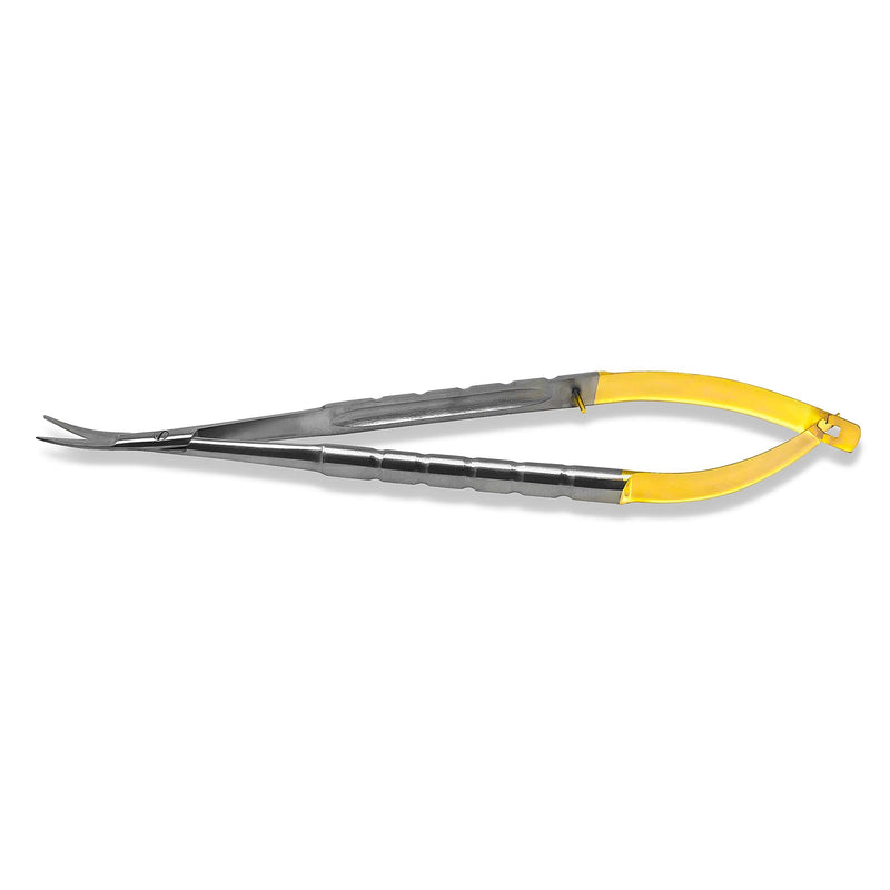 Cynamed TC Castroviejo Micro Scissor with Tungsten Carbide Inserts and Gold Ends - Premium Grade Instrument (5.5 in. - Curved Blades) 5.5 in. - Straight Blades