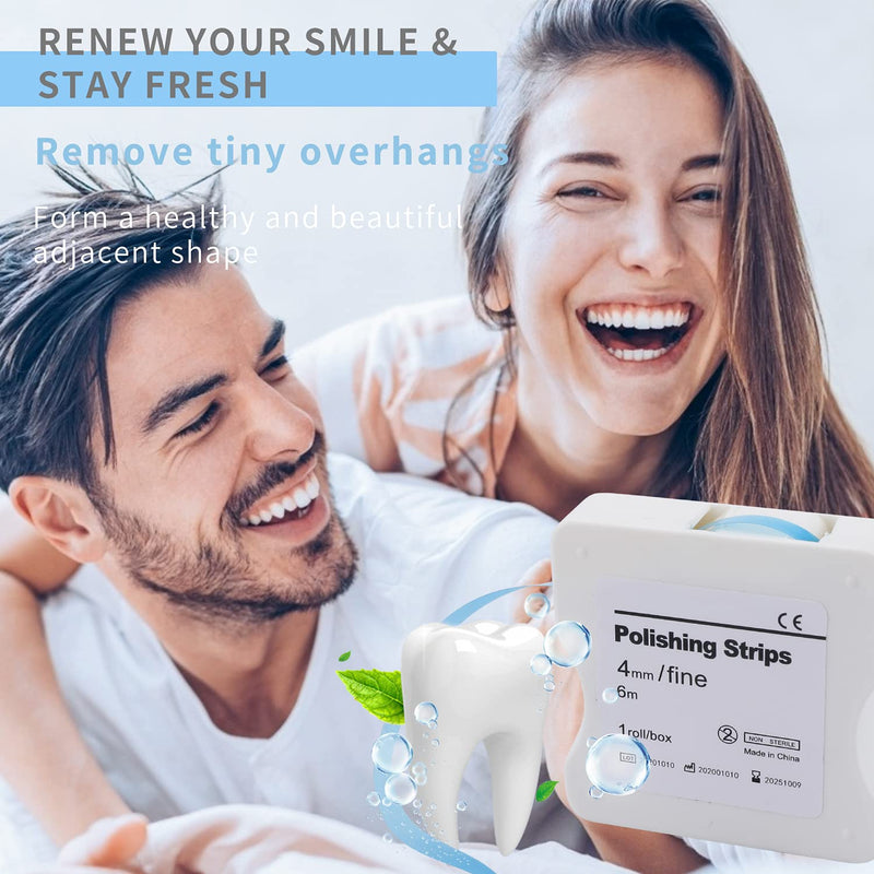 Dental Polishing Strip - Dental File for Teeth Sanding Grinding Deep Teeth Cleaning Tool Teeth Abrasive Finishing Strip Dental Care 4mm x 6M 1Roll Blue
