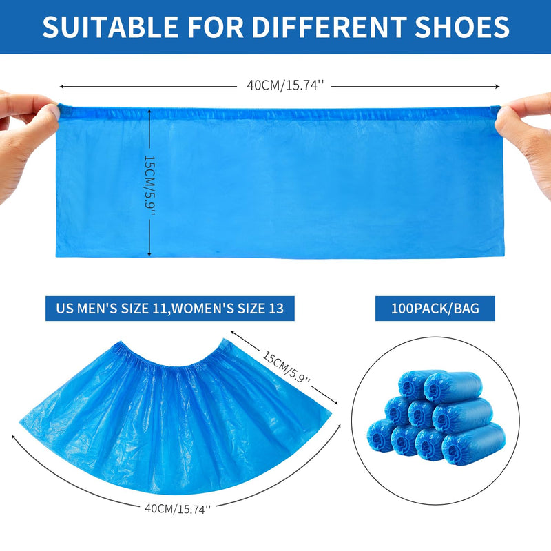 HUADYMEET Shoe Covers Disposable Non Slip For Indoors 100Pack(50 Pairs) Waterproof Shoes Protector Cover Durable Boot Booties Covers Fits up to size 11 US Men and 13 US Women,Large,Blue Blue