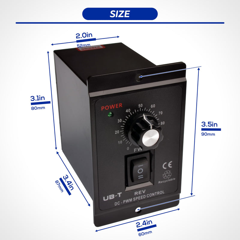 matell DC 12-60V 20A PWM Brush Motor Speeds Controller, Reversible Switch,Suitable for DC Brush Motor,Forward/Reverse Electric Motor Speed Regulator,DC Motor Speed Controller