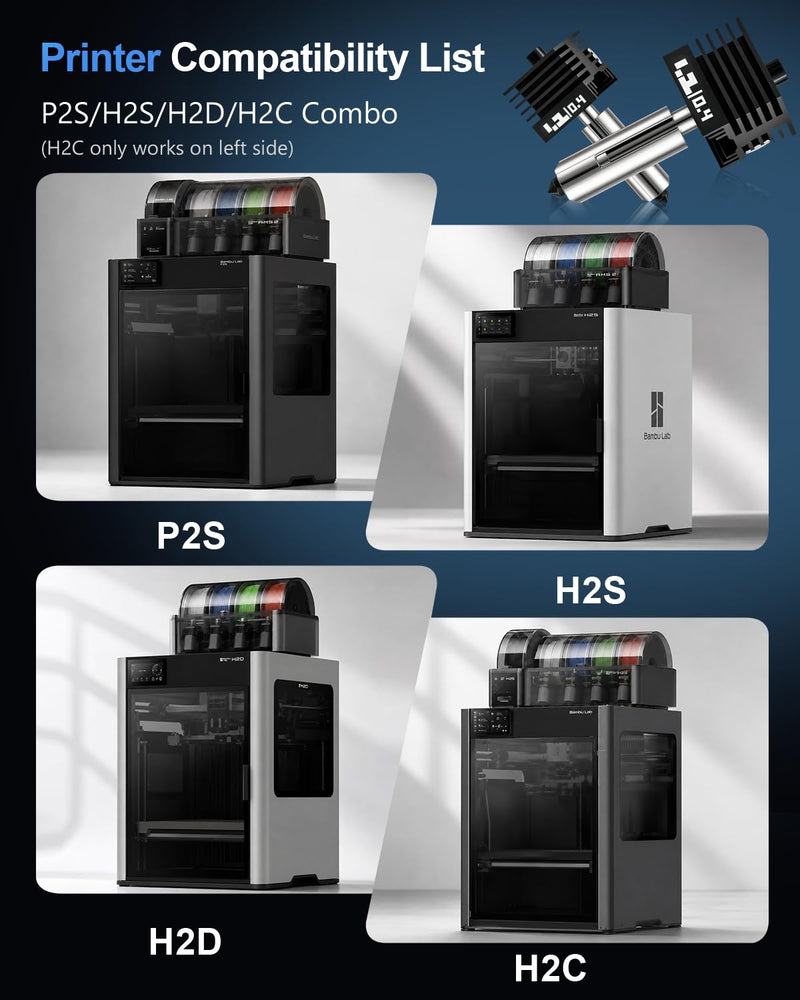4Pcs P2S Hotend with 0.2/0.4/0.6/0.8mm Bambu Lab P2S/H2D/H2S/H2C Hardened Steel Nozzle, Quick Swap Precision 3D Printer Extruder Hot End Kit with 8 Silicone Cover Socks 4PK 0.2/0.4/0.6/0.8mm