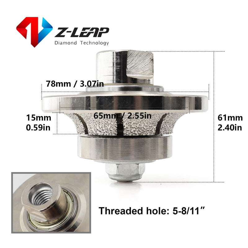 B10 3/8 inch Half Bullnose Roundover Diamond Hand Profiler for Granite Concrete Marble Stone 5/8-11 Thread B10 3/8"