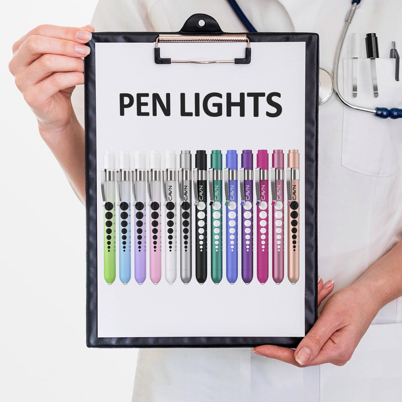 CAVN Pen Light with Pupil Gauge LED Penlight for Nurses Doctors, 2 Pcs Reusable Medical Penlight for Nursing Students (Black/White) Black and White