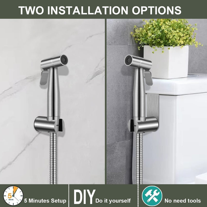 Premium Brushed Sink Faucet Handheld Bidet Sprayer for Toilet -Bidet Attachment Set for Warm & Cold Water with Dual Function, Perfect for Feminine Hygiene, Cloth Diaper,Bathroom Toilet Cleaning,etc Sink Faucet Sprayer