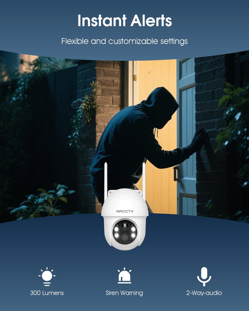 Solar Security Cameras Wireless Outdoor, 4MP 360° View Battery Powered Outdoor Camera, Night Vision with Spotlight, 2-Way Audio, PIR Motion Sensor, 2.4G/5G Dual Band WiFi, SD/Cloud Storage 1 Pack