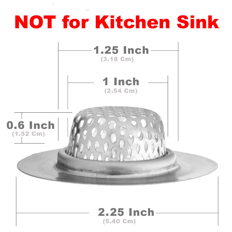 2 Pack - 2.25" Top / 1" Basket- Sink Strainer Bathroom, Utility, Slop, Laundry, RV and Lavatory Sink Drain Strainer Hair Catcher. Stainless Steel - Hilltop Products