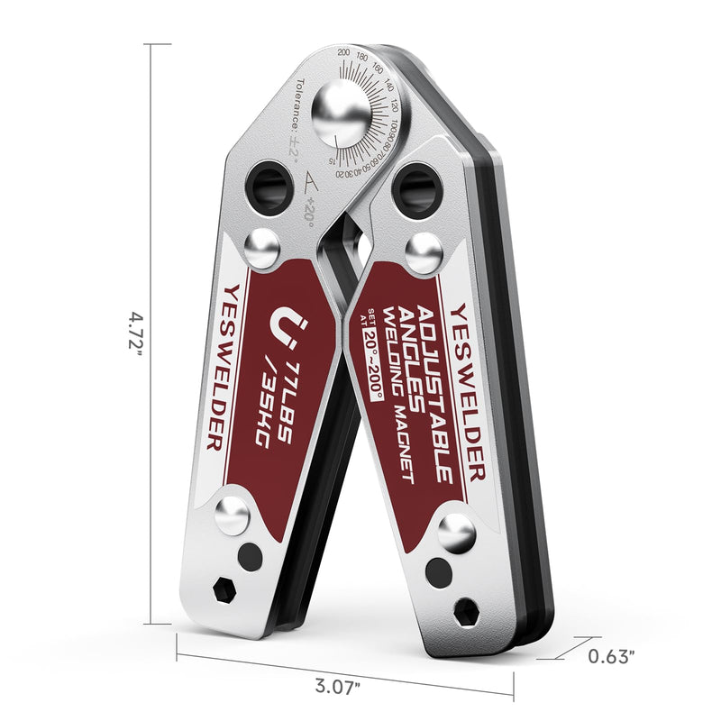 YESWELDER Adjustable Angle Welding Magnet 20-200° Magnetic Welding Holder of 77LBs Holding Power Welding Accessory Medium-77LB