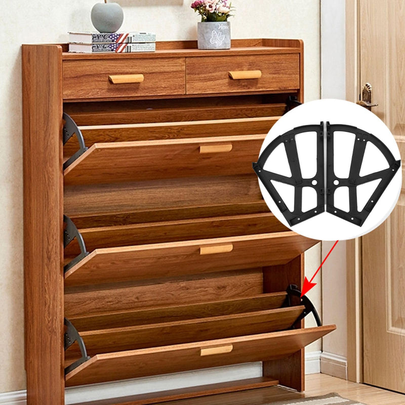 4pcs Shoes Cabinet Hinges Shoe Rack Hinge Black ABS Shoe Drawer Hinge Shoe Flip Frame Rack Shoe Turning Rack Cabinet Accessory for Increaseing Cabinet Capacity, 26x20cm