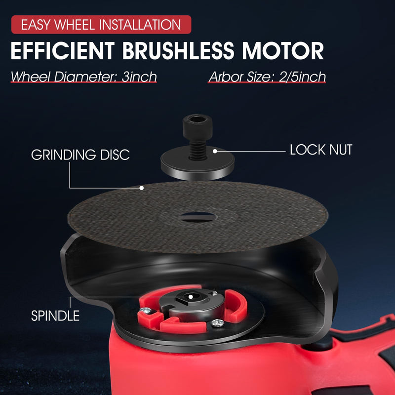 Cordless Angle Grinder kit 19500 RPM, 3 inch Mini Electric Metal Grinding