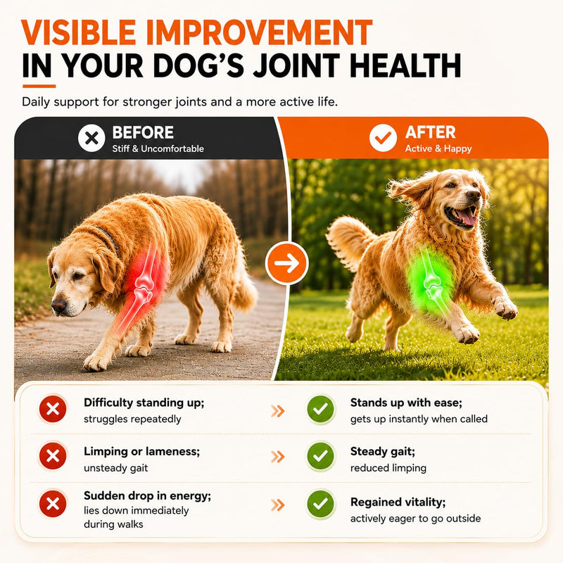 Dog Hip & Joint Supplement, 180 Chicken Chews - Glucosamine Chondroitin MSM Turmeric for Large Breed & Senior Dogs 180 Count