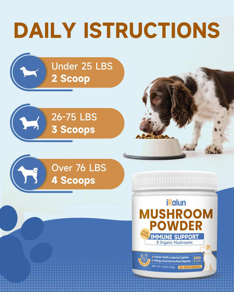Daily Mushroom Wellness Duo: 18-in-1 Liquid Drops + 8-in-1 Powder for Dogs | Immune Support, Joint Health & Shiny Coat | Savory Chicken Flavor | All-Natural Formula for All Breeds & Ages