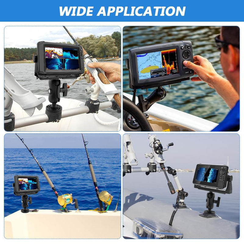 Fish Finder Mount Base, 360 Degree Swivel Marine Universal Electronic Mount, Ball Mount Fish Finder and Universal Mounting Plate for Marine Boat Kayak Pontoon Canoe black