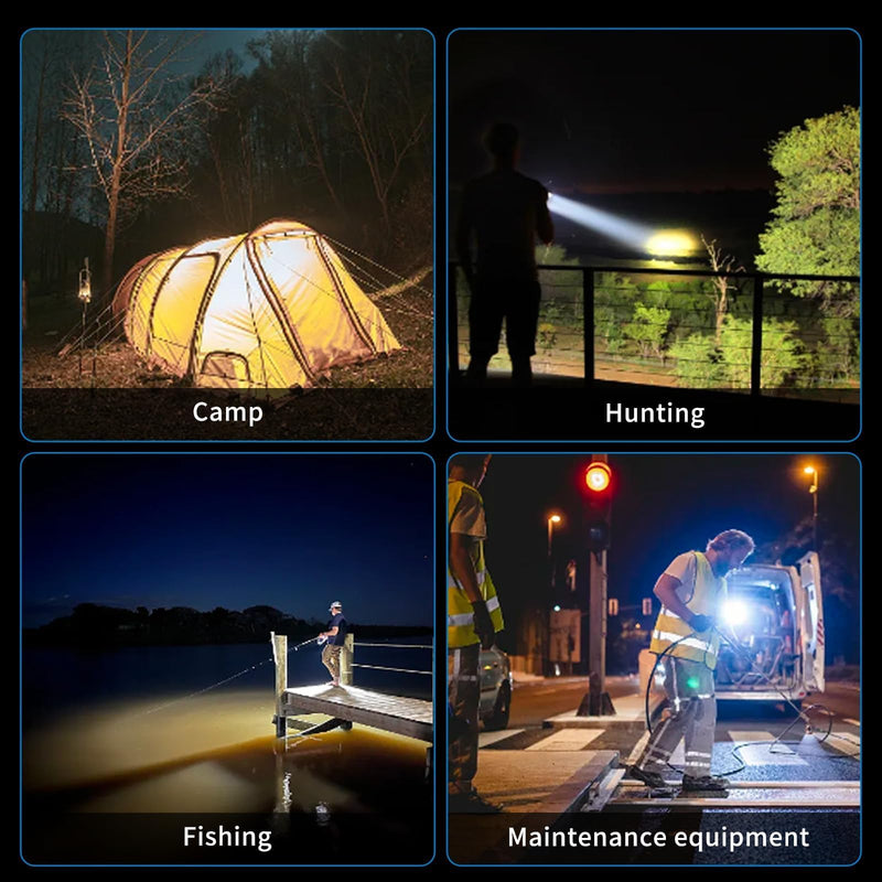 1300000 L Spotlight, Rechargeable Led Spotlight Flashlight with 350° Rotate Head, 9 Modes Super Bright Spot Lights Outdoor Handheld, IPX6 Waterproof Solar Flashlight for Emergencies X-Large LT-CL012 - NewNest Australia