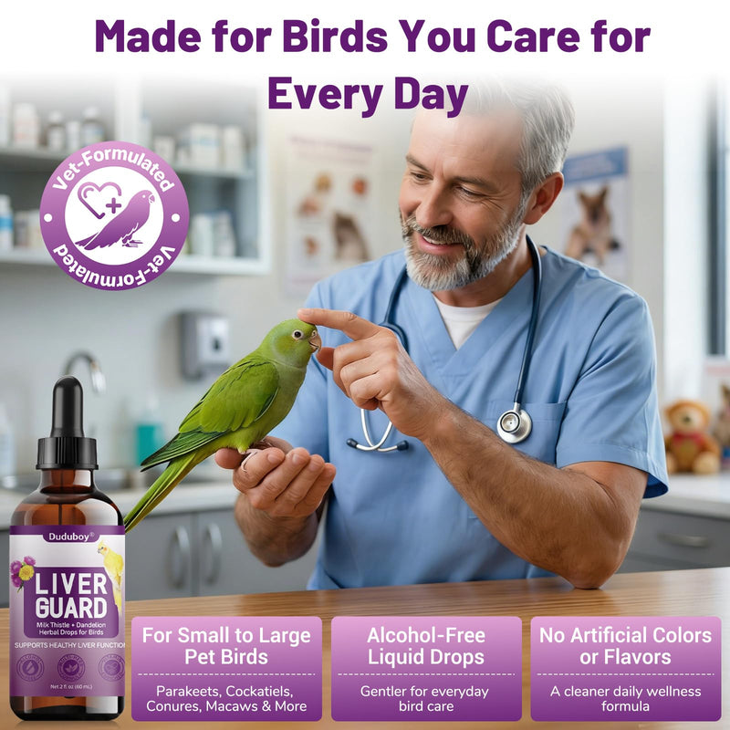 Milk Thistle Dandelion Liver Support for Pet Birds, Natural Seed-Heavy Diet Care for Aging Molting Birds, Helps Support Beak Condition, Detox Balance, Vitamin Formula for Parakeets Cockatiels Parrots
