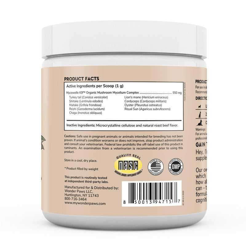 Mushroom Complex Powder Plus Omega Max Fish Oil - for Dog’s Immune Health, Vitality, Skin & Joint Care – Mushroom Complex 90 Scoops - Omega Max 16 Ounces - PawsPlanet Australia