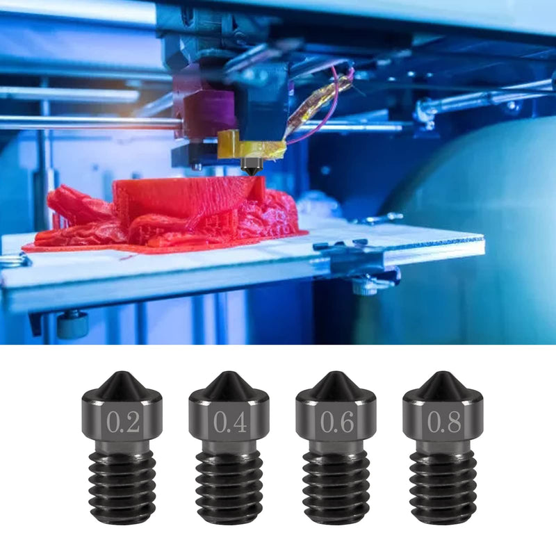 20PCS Hardened Steel Nozzle 0.2mm，0.4mm，0.6mm，0.8mm, Works with E3D V6 V5 Hotend Extruder Printer Ender3 E3D Hot End Titan Extruder Prusa i3 for 3D Printer 1.75mm Filament 20pcs Mix