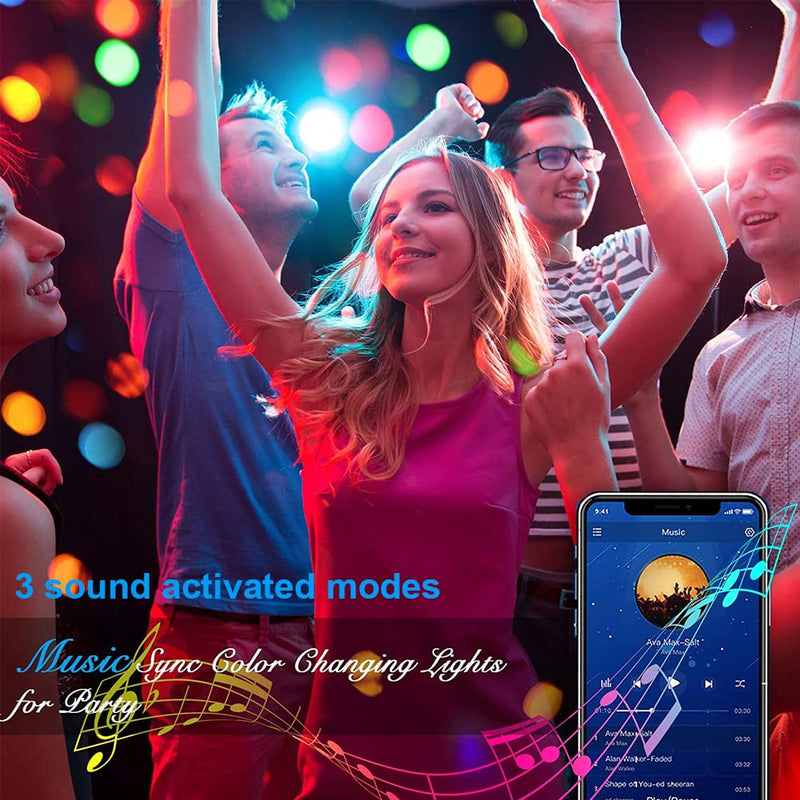 Dj Party Disco Ball Lights with Pattern and Sound Activated,10 ft USB Cable, Laucnpty LED Stage Strobe Light that Sync with Music, Christmas Rave/Home Karaoke/Dance/Club Bar Lights for Parties (Black) Black