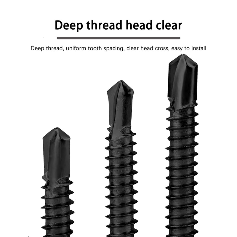 #8 x 1" Black Screw, Flat Head Phillips Wood Screw, Black Zinc Plated, Self Drilling Wood Screws, Flat Head Sheet Metal Screws Self Tapping Screws for Metal, 1 Inch Length, 100PCS #8 x 1"