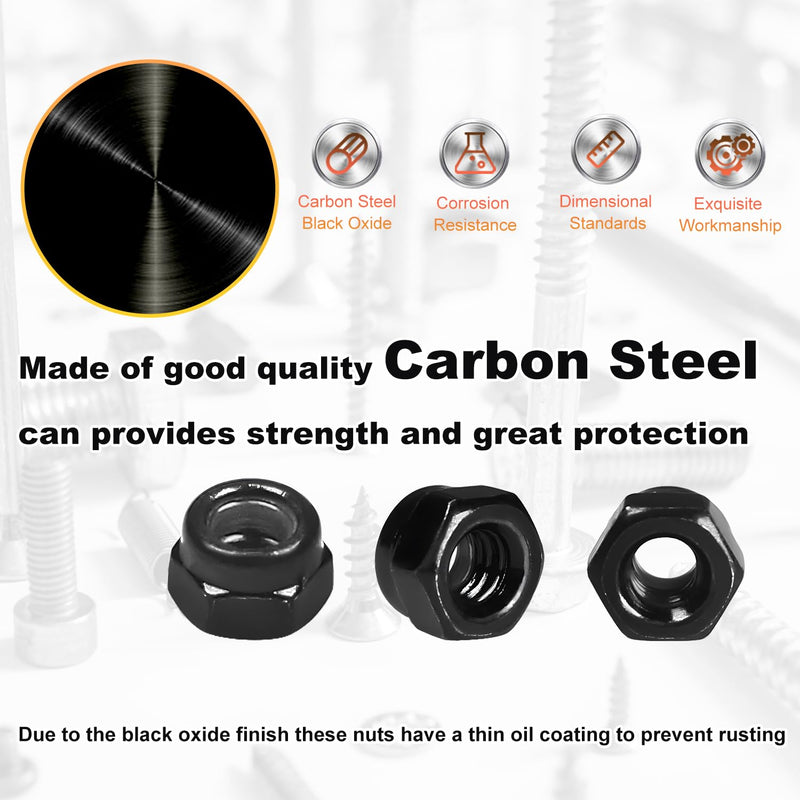 M3 Locknuts 120PCS Metric Nylon Inserted Hex Lock Nuts Self-Lock Nylon Insert M3x0.5mm Carbon Steel Self Locking 5.5mm Hex Nut Driver Tiny Nut for RC Bike Pedals 3D Printer M3