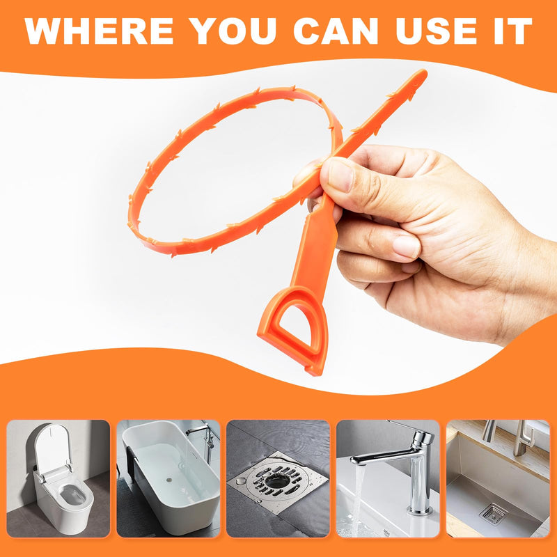 Drain Clog Remover, Effective Drain Snake Hair Drain Clog Remover, Ideal Drain Cleaner For Sinks, Showers, And Tubs - Flexible And Durable 4Pack 20inch Length For Easy Use.