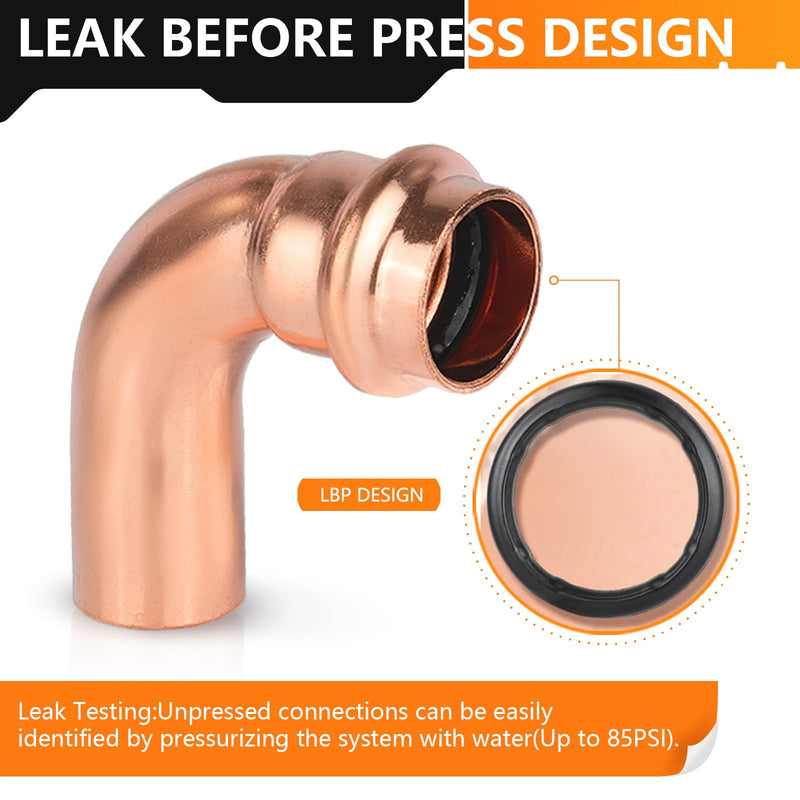 10PC HeSun 3/4" FTG x 3/4" Copper Press Street Elbow(PRESS035-10) 10 3/4" FTG x 3/4" Press