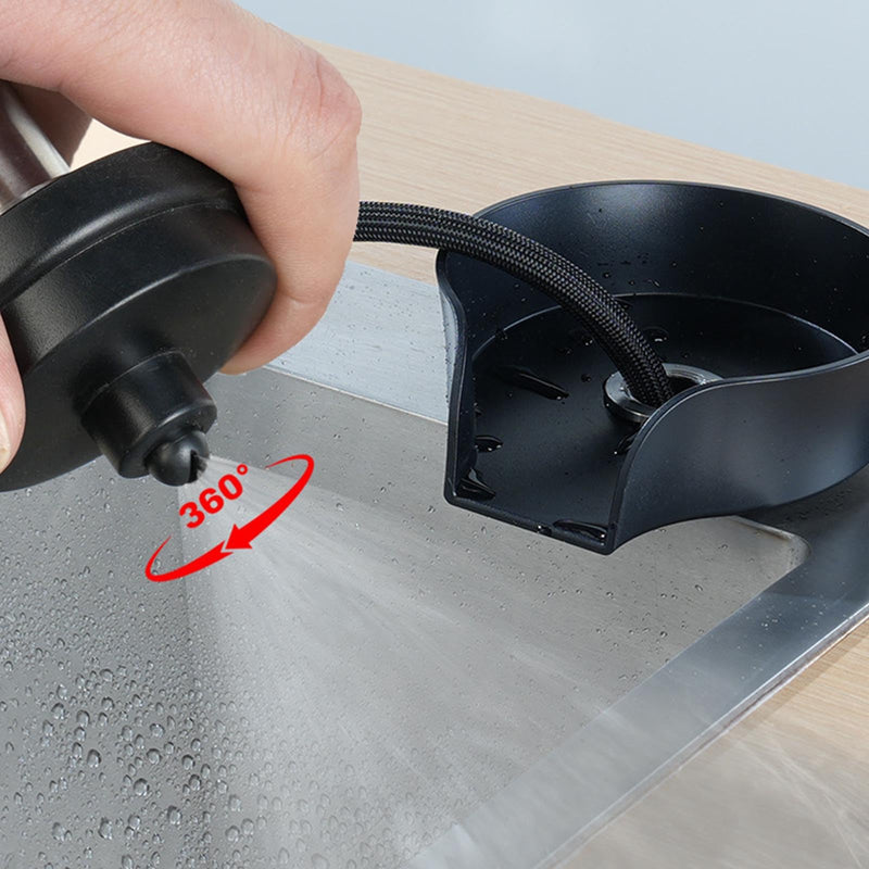 SOONHUA Kitchen Sink Glass Rinser, Pull-Out Spray Head Cup and Bottle Cleaner with Universal Quick Adapters for Fast Rinsing Wine Glasses, Mugs & Jars, Heavy-Duty Chrome Finish
