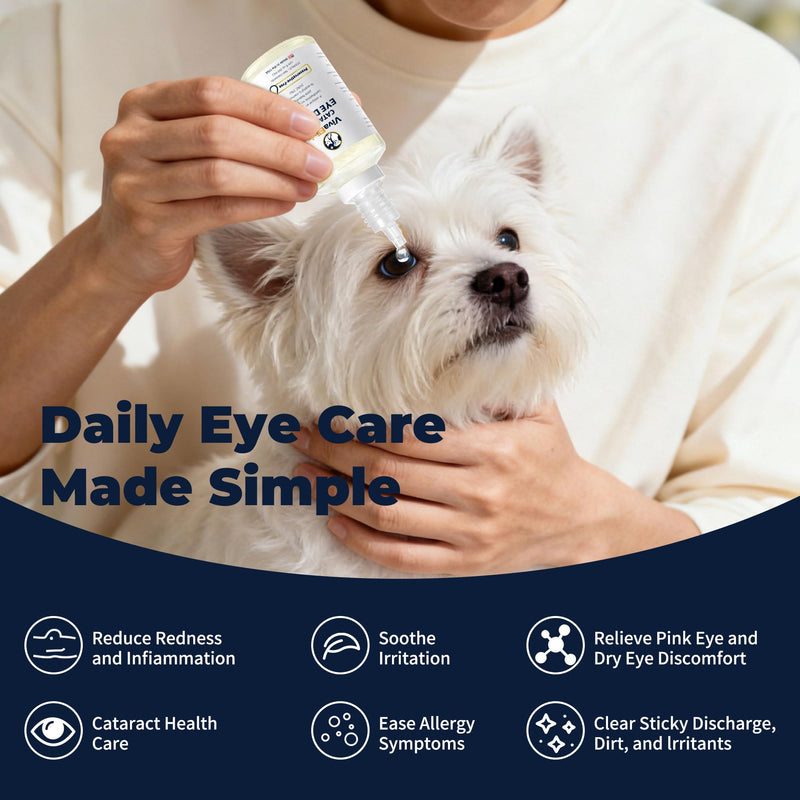 Dog Eye Drops, Cataract Eye Drops for Dogs, Daily Eye Care for Moisture, Comfort & Cleanliness, Tear Stain Support, Lubricating Ophthalmic Solution & Sodium Hyaluronate, Gentle Formul -50ML