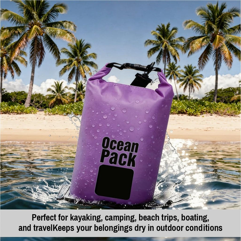 Waterproof Dry Bag Set of 3 – Roll Top Waterproof Bags 2L 5L 10L – 500D PVC Floating Dry Bags for Kayaking, Camping, Beach and Travel – Lightweight Compression Design Yellow, black, purple