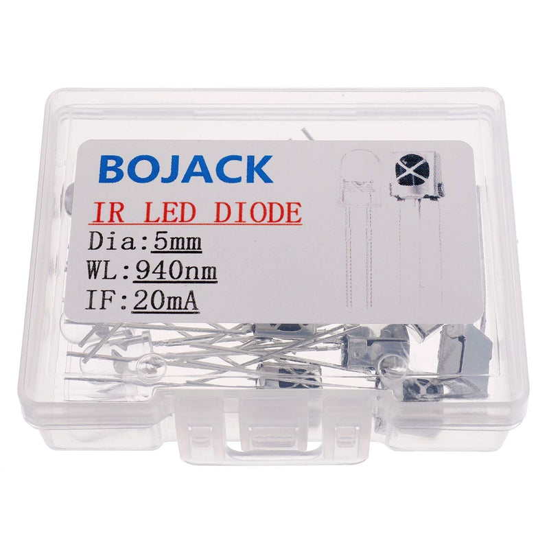 BOJACK LED Infrared Emitter and IR Receiver Diode, LEDs Infrared Emission and Receiver Tube for Arduino （Pack of 10 Pairs）