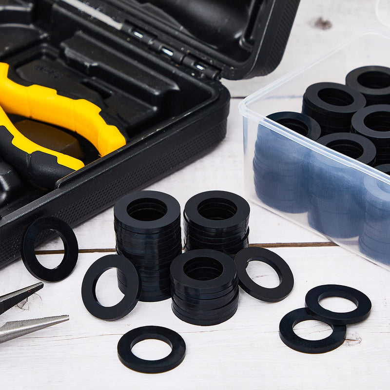 Pangda 200 Pack Thick Rubber Washers 1 1/4" OD x 3/4" ID x 1/8" Thickness Rubber Bushing Black Flat EPDM Spacer for Metal Water Hose Bolts Gaskets Mounting Machinery Industry Robotics Drones