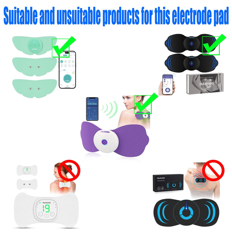 Tens Unit Wireless Electrode Pads, MASTOGO Replacement Electrode Pads with Standard 3.5mm Snap-on Connectors (4PCS/Set) (Purple) Purple