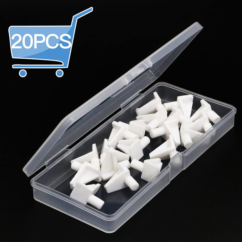 20pcs White Shelf Pegs, 5mm Plastic Shelf Pins Shelf Support Pins, Cabinet Shelf Clips Shelf Holder Pins for Bookcase Cabinets Shelves Cupboard 20 5 x 8mm