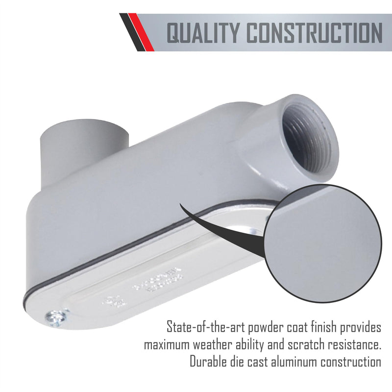TayMac RLB150 Threaded LB Conduit Body, Die Cast Aluminum, Stamped Steel Cover, 1-1/2-Inch, Gray 1-1/2"