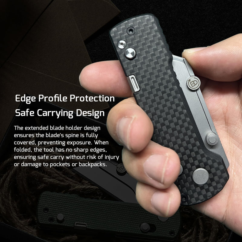 OKNIFE U1 Pro Multitool Folding Utility Knife with Folding Screwdriver, Quick Change Blade, Rail Lock & Pocket Clip for Men and Women (Carbon Fiber Overlay） Carbon Fiber Black