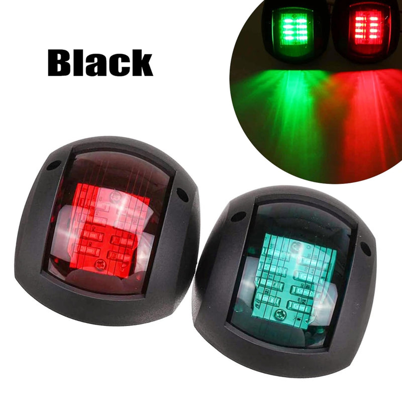 Pair of Boat navigation lights LED,MARINE LED Navigation Side Bow Lights Waterproof Running Lights For Marine Yacht Position Light Red & Green Parking Lamp (Black) Black -