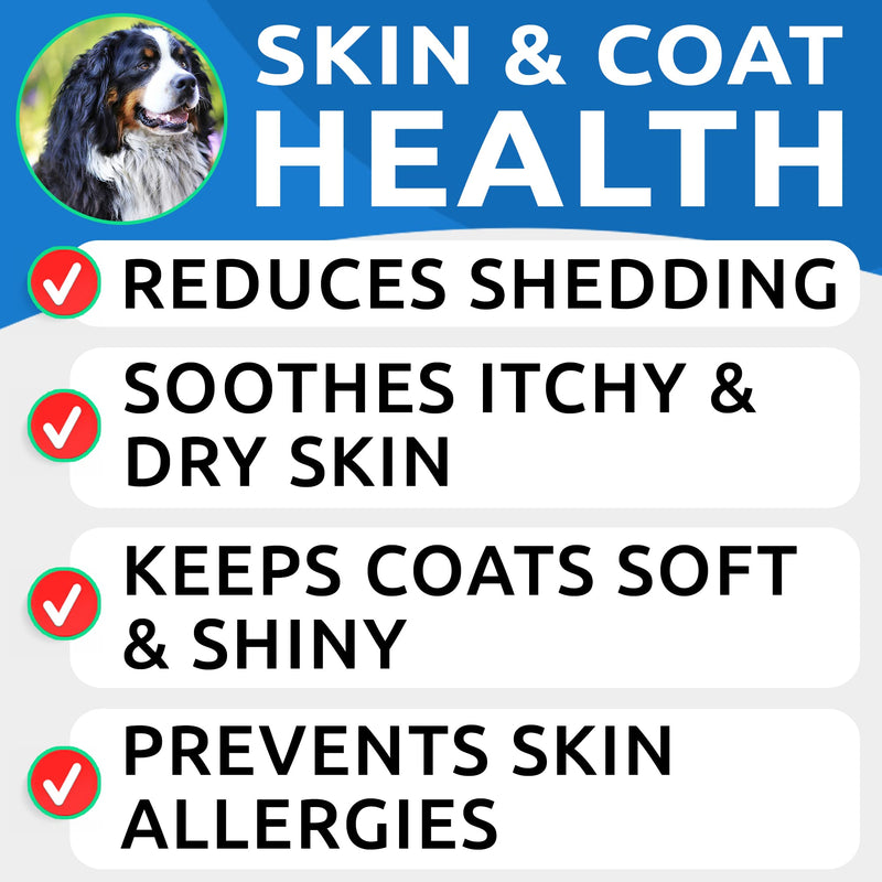 Vet Strength Dog Probiotics + Omega 3 Fish Oil Treats Bundle - Dog Shedding, Skin Allergy, Itch Relief - Digestive Enzymes & Gas, Diarrhea, Constipation Relief Supplement - Made in USA