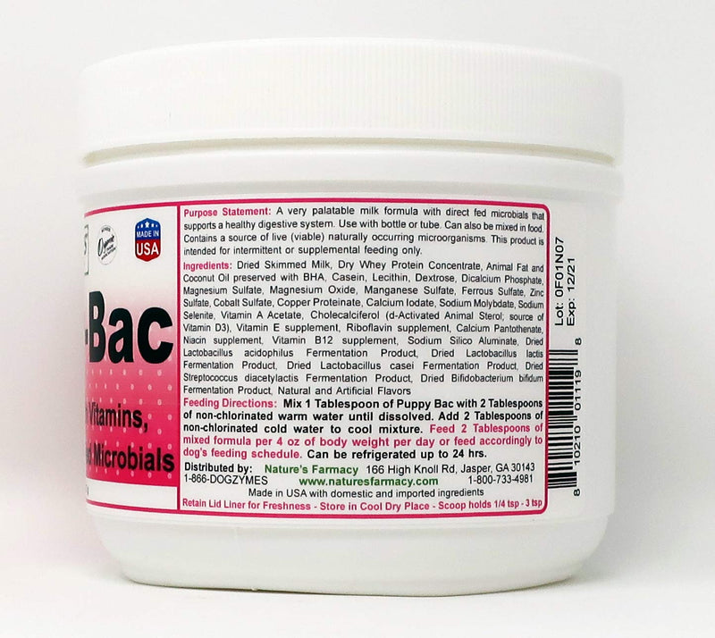 Dogzymes Puppy-Bac Milk Replacer formulated with The Proper ratios of Protein, Fat and nutrients for Growing Puppies 8 Ounce (Pack of 1) - PawsPlanet Australia