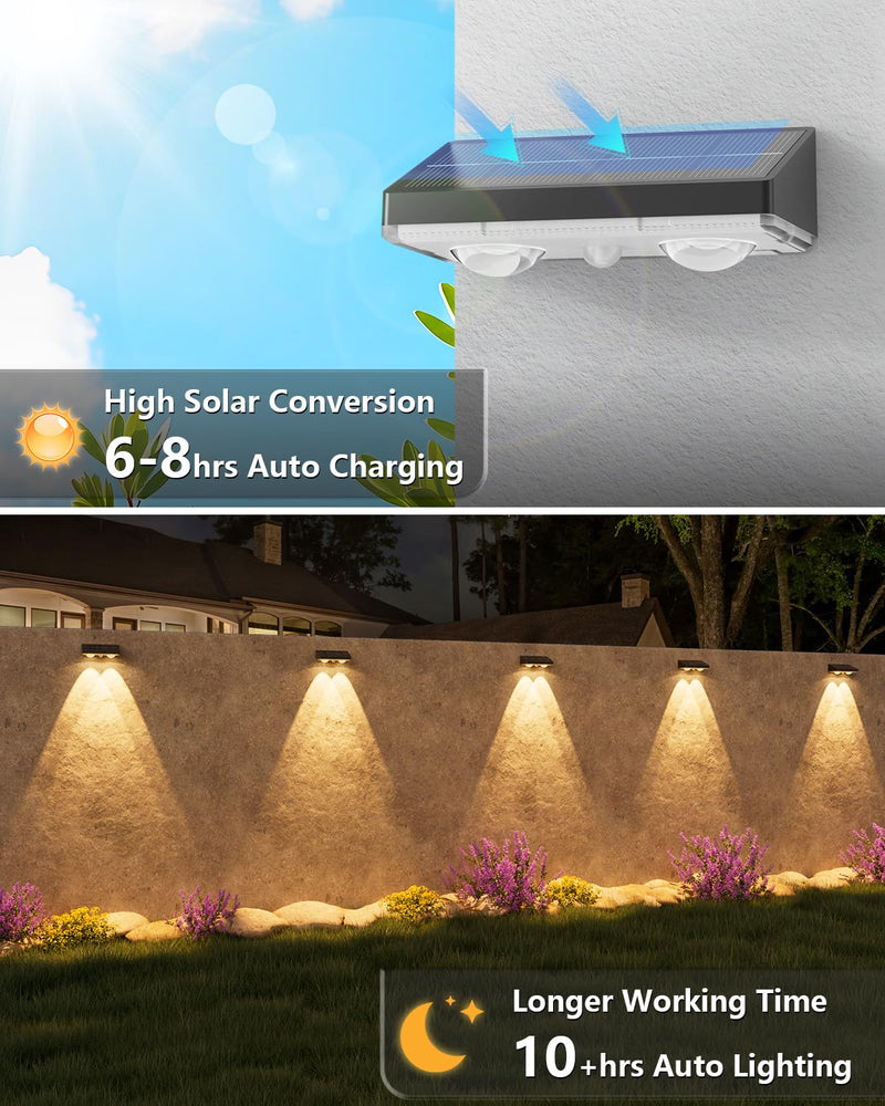 VOLISUN Solar Fence Lights Outdoor, 12 Pack Fence Lights Solar Powered with Warm White LED Spot Lens, IP65 Waterproof, Solar Lights for Fence, Patio, Backyard, Railing, Deck（Black） Black