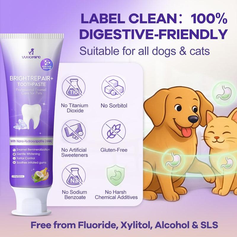 6% nHA Pet Dual-Enzymatic Toothpaste + Small Dog Toothbrush Kit,Puppy Tooth Brushing Kit