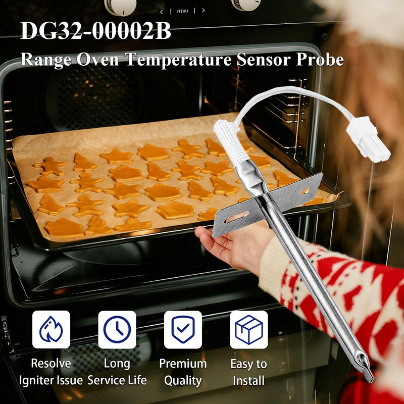 DG32-00002B EBG61305805 Range Oven Temperature Sensor Probe Range Thermistor Compatible with LG Samsung Temperature Sensor Oven Parts Replace DG32-00002A 6322B62214A PS4240743 PS11732697 AP4343210
