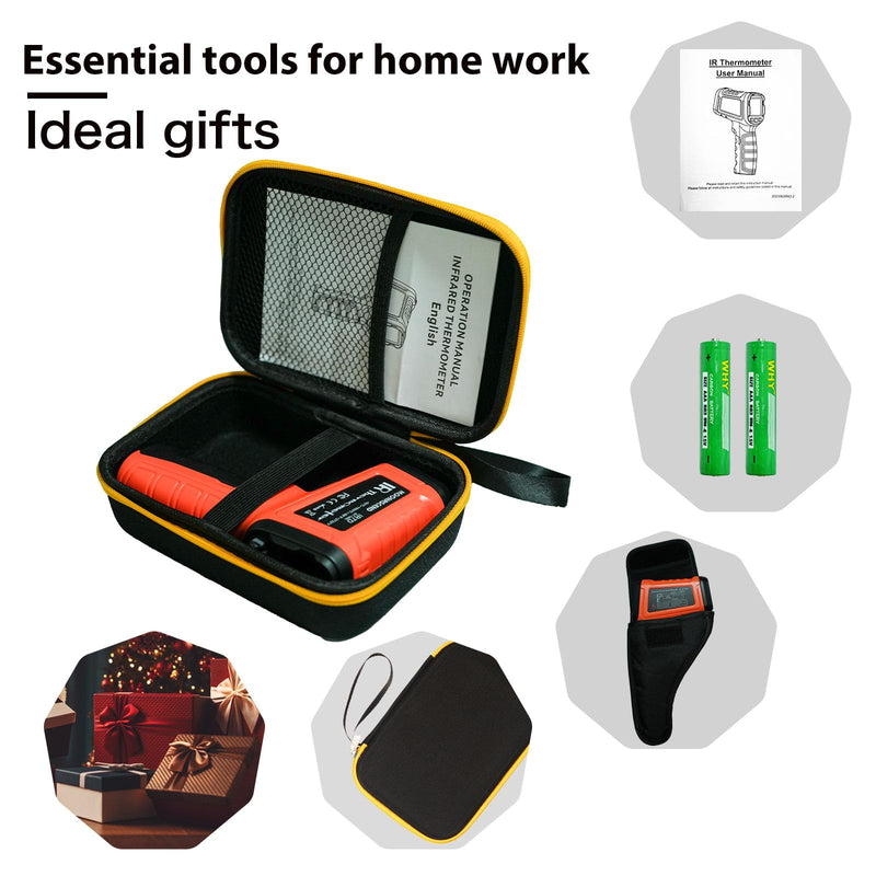 30:1 Infrared Thermometer Gun, -58°F to 2732°F Non-Contact Laser Temperature Gun for Cooking, Pizza Oven, Reptile, Griddle, Digital Heat Gun for HVAC and Industrial Use. Orange