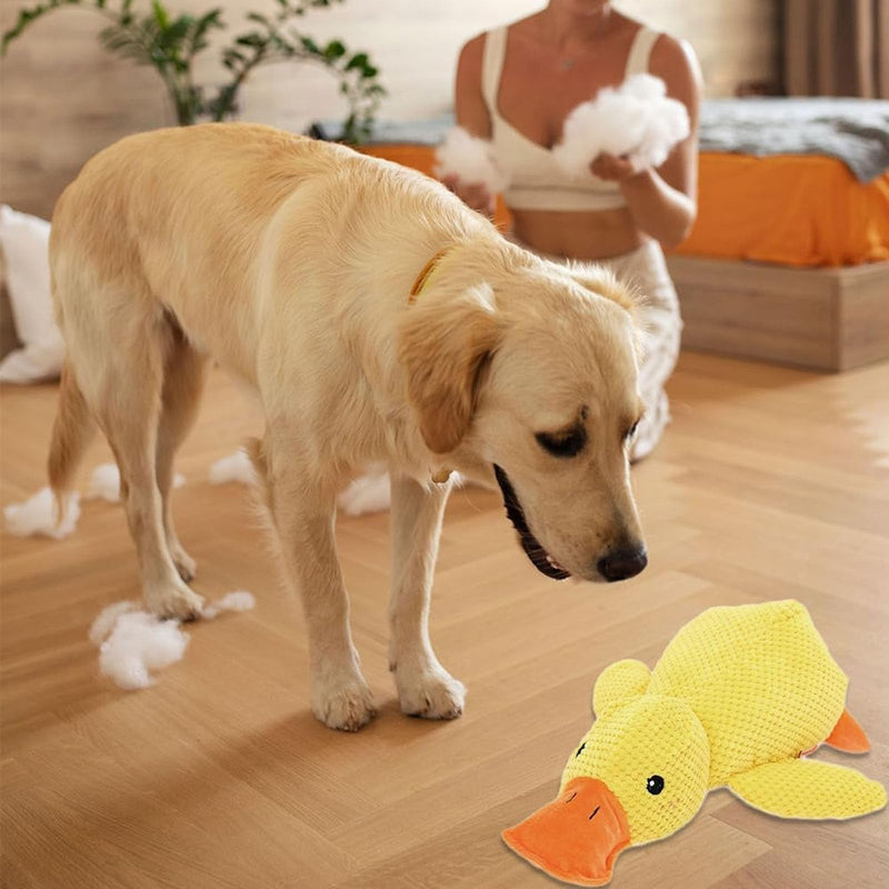 Mellow Dog Calming Duck, The Mellow Ducks Calming Pillow, The Quack-Quack Ducks Dog Toy, Cute Yellow Stuffed Calmings Duck Dog Toys with Soft Squeaker, Interactive Dog Toys for Aggressive Chewers