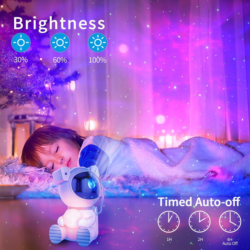 Astronaut Galaxy Projector, Star Projector with Timer and Remote, Night Light with Moon Lamp, LED Nebula Lamp for Kids Adults, Room Decor Gift (White) White