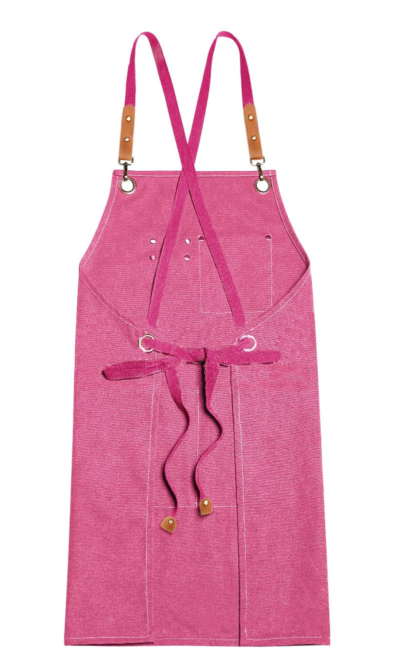 Nanxson Chef Apron Cross Back Work Apron with Tool Pockets Adjustable Shop Apron for Men Women CF3174 One Size Pink - NewNest Australia