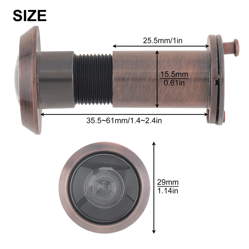 Door Viewer Peep Hole, 200-degree Door Viewer, Peephole with Heavy Duty Rotating Privacy Cover for 1-1/2" to 2-3/8" Doors (Brushed Antique Copper) Brushed Antique Copper
