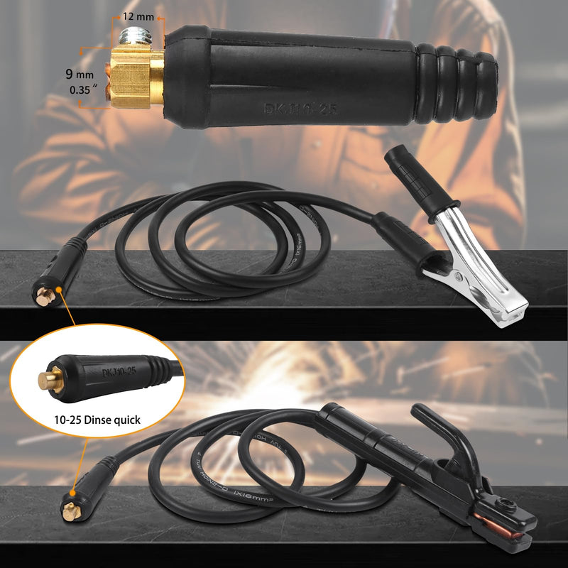 MMA/ARC Welding Electrode Holder Lead Welding Ground Clamp 1.5m ARC MMA With Welding Cables, Din 10-25 Connector