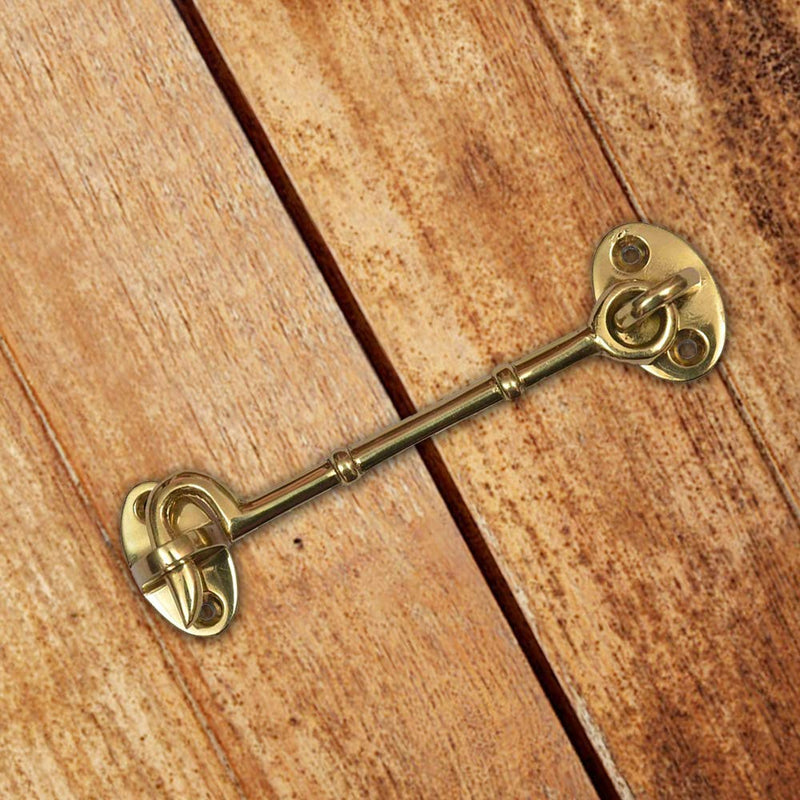 A29 Cabin Hook, 2 3/4 inches Brass Latch, Hook and Eye Latch for Door, Cabin Door Gate Latches, Window Sash Catch Hook Latch Barn Door Locks and Latches, Antique Brass Finish